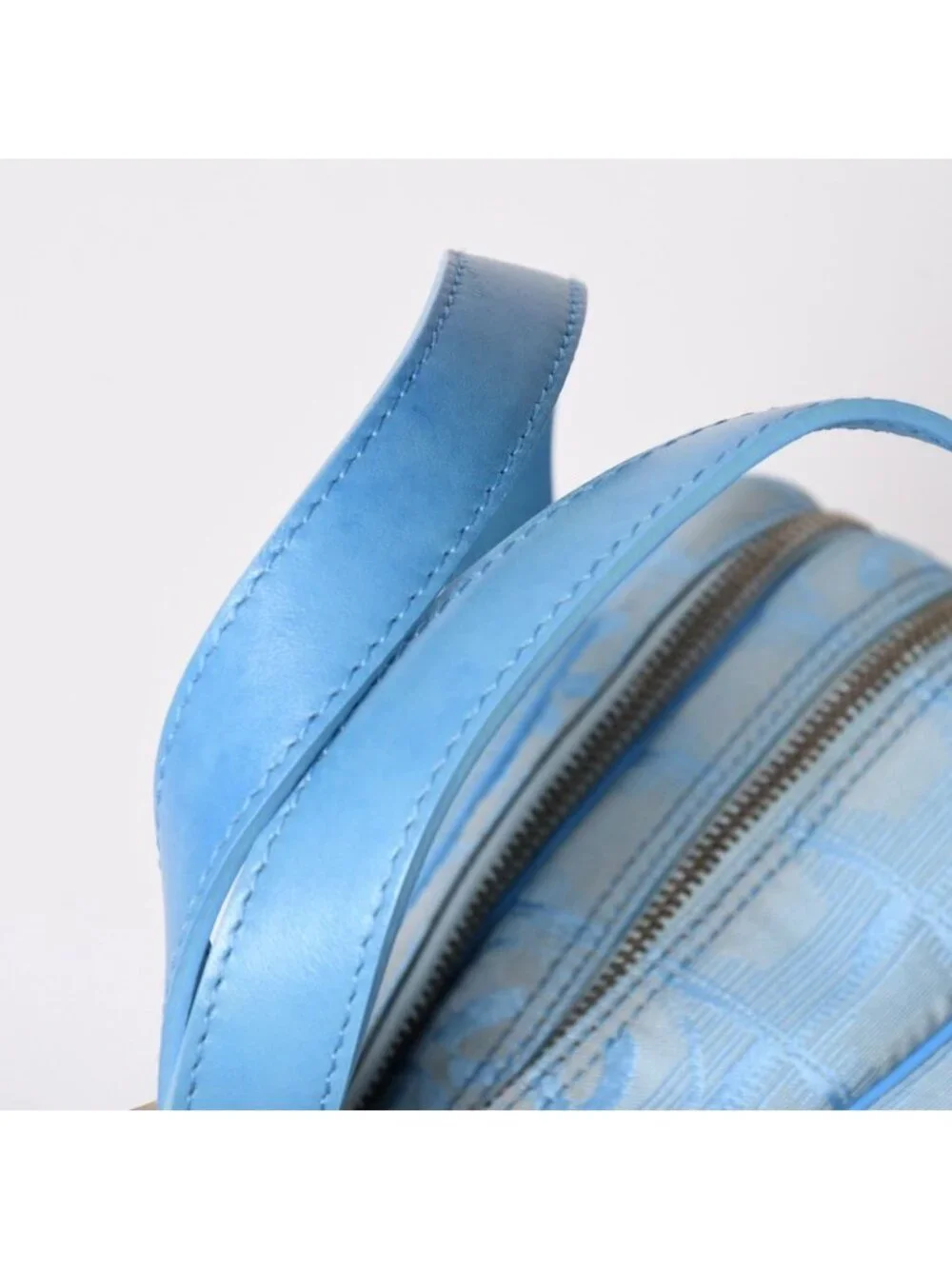 Chanel New Travel Line 2-Way Bag CC Logo Nylon Leather Blue